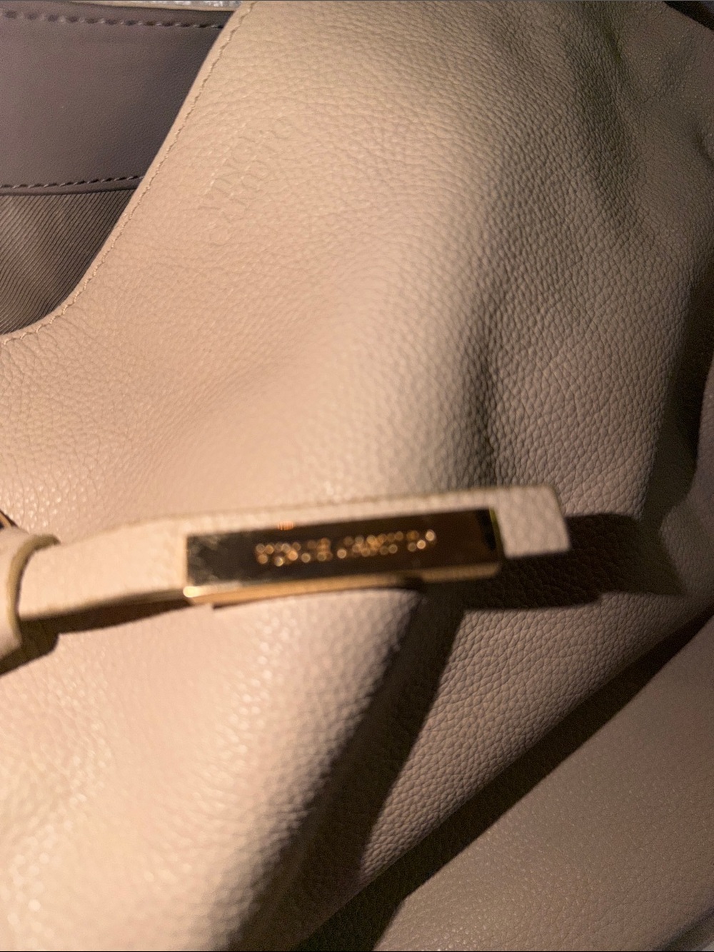 Vince Camuto Pebbled Beige Leather Knot-Handle Shoulder Bag - Picture 5 of 6